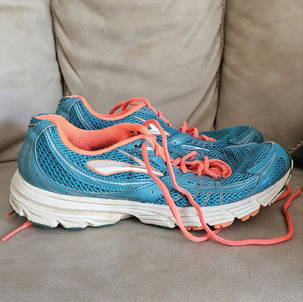 Brooks bright blue and‎ orange sneakers size 10